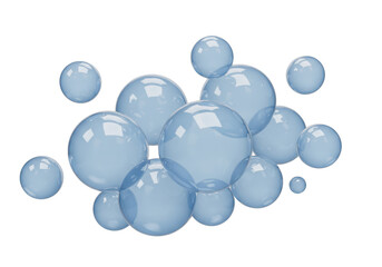Isolated Collection of Translucent Light Blue Bubbles