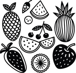 Avocado and Guava Set on White Background.