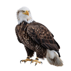 Obraz premium Majestic bald eagle perched isolated on transparent background