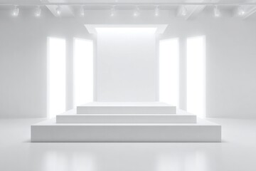 Fototapeta premium Minimalist stage design featuring clean lines and bright lightin