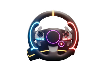 Isolated Neon Gaming Steering Wheel Controller