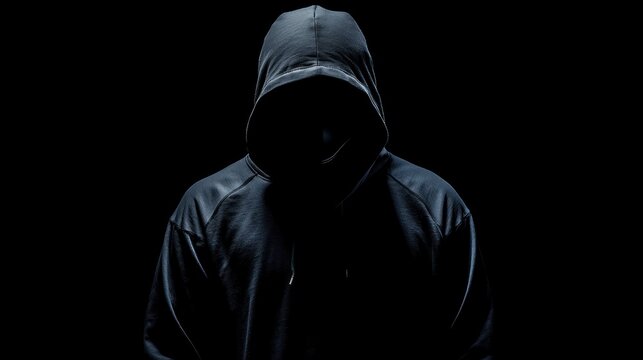 A hacker in a dark hoodie working on cybersecurity code.