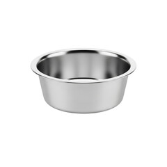 A stainless steel pet food bowl