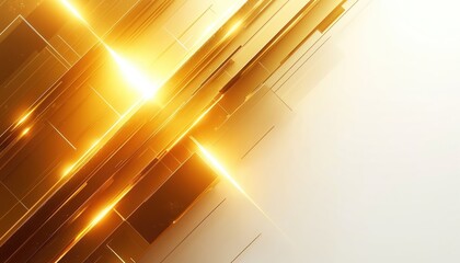 Abstract golden geometric lines background design. Bright, shiny, elegant, luxury, premium shapes with angle, light rays, beams, energy, speed, movement, dynamic effects. Modern, contemporary