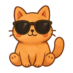 Naklejka premium PNG Cute cartoon cat with sunglasses