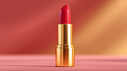 High-end lipstick on red gold gradient background