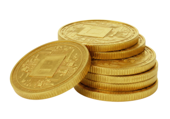 Isolated Stack of Cryptocurrency Coins Investment