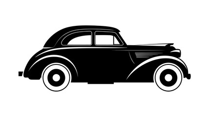Fototapeta premium Classic Black Car Silhouette Representing Vintage Automobile Design and Automotive History Illustration on White Background Minimalist Design