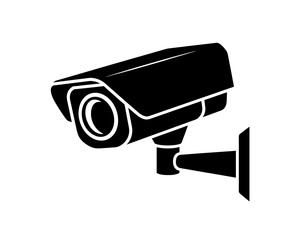 Black and White Surveillance Camera Icon for Security and Safety Depicting Monitoring and Protection with Vigilance and Alertness