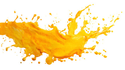 Splash of yellow watercolor paint on white background