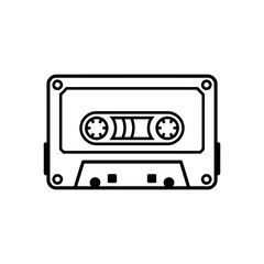 Fototapeta premium Retro Audio Cassette Tape Illustration Vintage Music Storage Media Nostalgic Sound Recording Technology Black and White Line Art