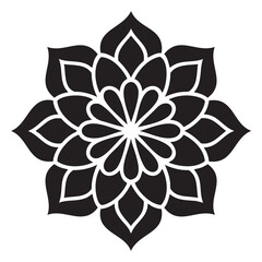Elegant Black and White Floral Mandala Illustration for Meditation Yoga and Creative Design Projects Decorative Ornament with Detailed Petals
