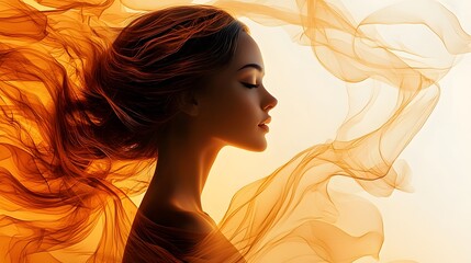Radiant and bold female silhouette in a vibrant golden sunburst