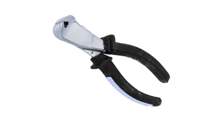 Professional end cutting pliers, isolated on a transparent background.