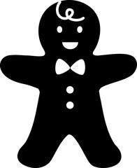 Holidays Gingerbread Man Character Silhouette isolated.
Winter Christmas Cookie design.
Transparent background.