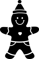Holidays Gingerbread Man Character Silhouette isolated.
Winter Christmas Cookie design.
Transparent background.