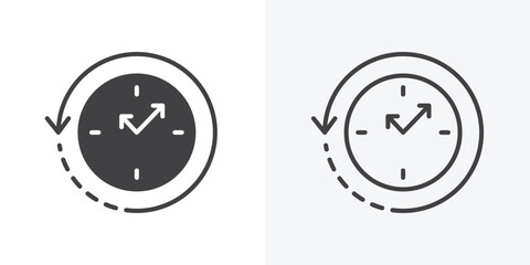 Rewind time icon. Line Art And Clip art Style Design
