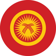 kyrgyzstan flag icon in circle shape with sun and tunduk symbol