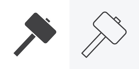 Wooden mallet icon. Line Art And Clip art Style Design