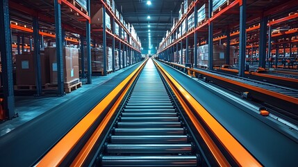 Automated warehouse with efficient conveyor system