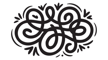 Elegant Flourish Doodle Design in Black and White for Creative Projects and Decorative Elements Isolated on White Background Vector