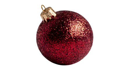 Red Christmas ornament ball with shine on a white background
