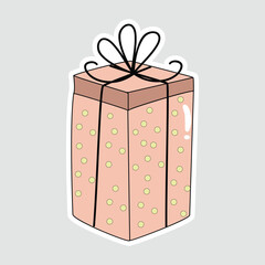 Gift Box Vector Illustration Sticker with Dots and Ribbon. Cute gift box vector sticker with polka dots and ribbon, perfect for birthdays, holidays, party decor, and festive design projects