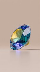 Bright Teal And Yellow Gemstone On Beige Background
