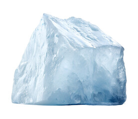 A natural rough blue ice block sits isolated, a clean transparent PNG perfect for cold or winter themed graphic designs.