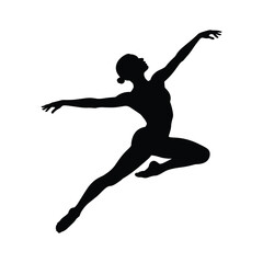 Silhouette of a ballet dancer in mid leap
