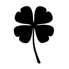 Black silhouette vector of a four leaf clover on a white background