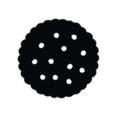 Black silhouette vector of a chocolate chip cookie on white background drawing