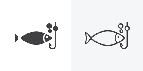 Fishing icon. Line Art And Clip art Style Design