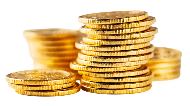 Stack of gold coins on white background - Powered by Adobe