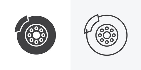 Disk brake icon. Line Art And Clip art Style Design