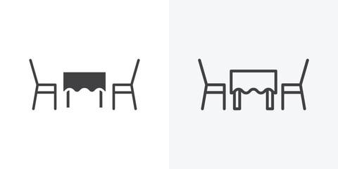 Dinner table icon. Line Art And Clip art Style Design