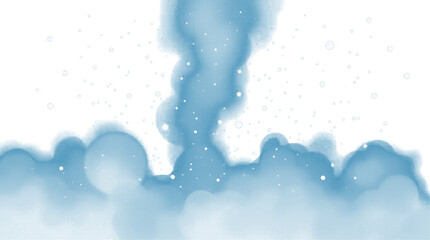 Ethereal sky blue smoke gently rising up, an abstract watercolor illustration with a soft overlay effect. Magical fog with sparkling particles and bokeh.