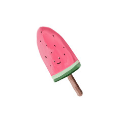 Watermelon Popsicle Cute Cartoon Illustration