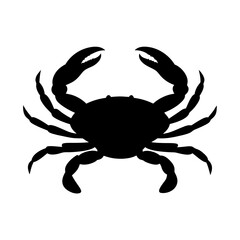 Silhouette vector of a Crab with Claws Raised on a White Background