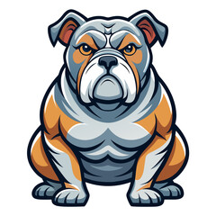 vector illustration of bulldog, sitting, abstract