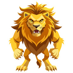vector illustration of lion, roaring, flat design