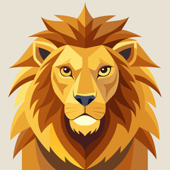 vector illustration of lion, head portrait, flat design