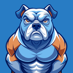 vector illustration of bulldog, head portrait, flat design