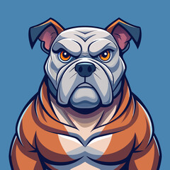 vector illustration of bulldog, head portrait, flat design