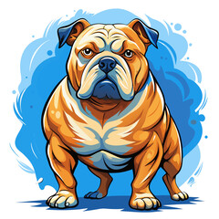 vector illustration of bulldog, standing, watercolor