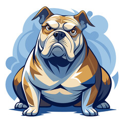 vector illustration of bulldog, lying down, abstract