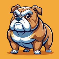 vector illustration of bulldog, walking, cartoon