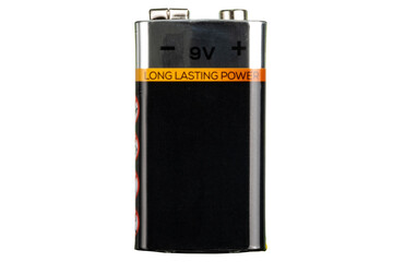 Nine volt battery. 9 volt alkaline battery. PP3 battery. 9 volt battery isolated