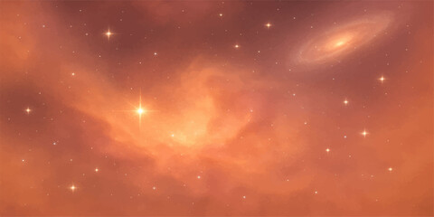 An abstract space background with blue clouds and bright stars creating a beautiful night sky