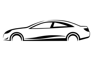 A sleek, isolated black luxury sports car vector illustration, perfect for designs showcasing speed and modern automotive transport